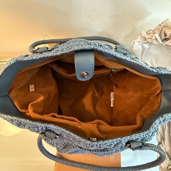 Patricia Nash Blue Leadri Crochet Tote Bag